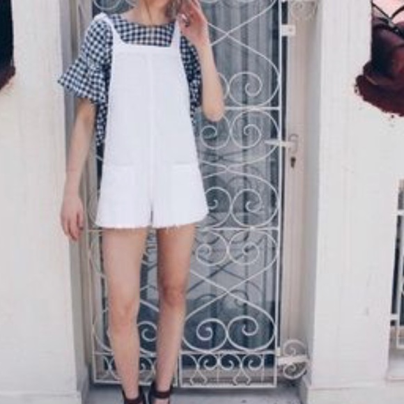 white overall romper